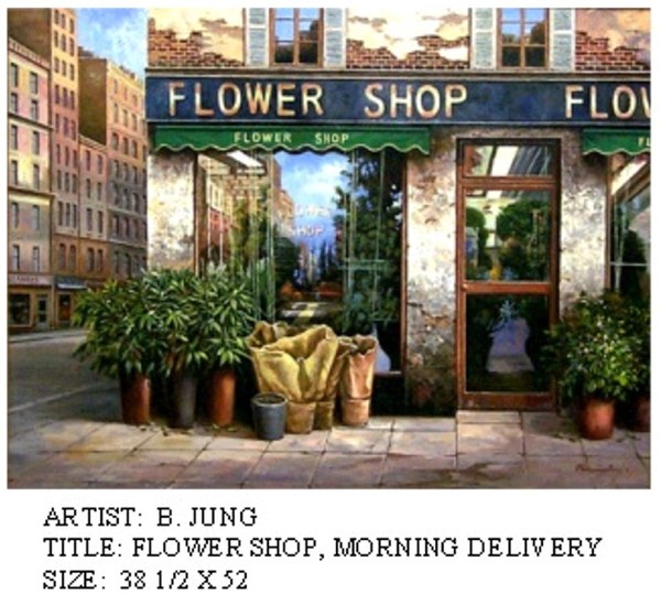 B. Jung - Flower Shop Morning Delivery - oil painting