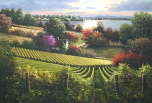 B. Jung - Afternoon At the Vineyard - oil painting on canvas - 26x38