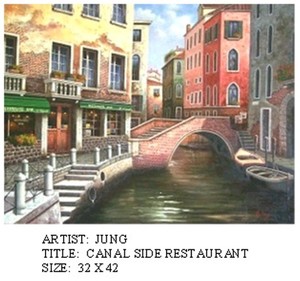 B. Jung - Canal Side Resturant - oil painting - 32x42