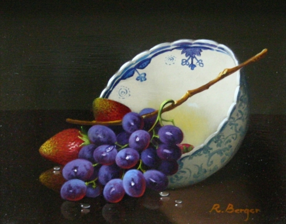 Rath Berger - Grapes with Bowl - oil on board - 6x7