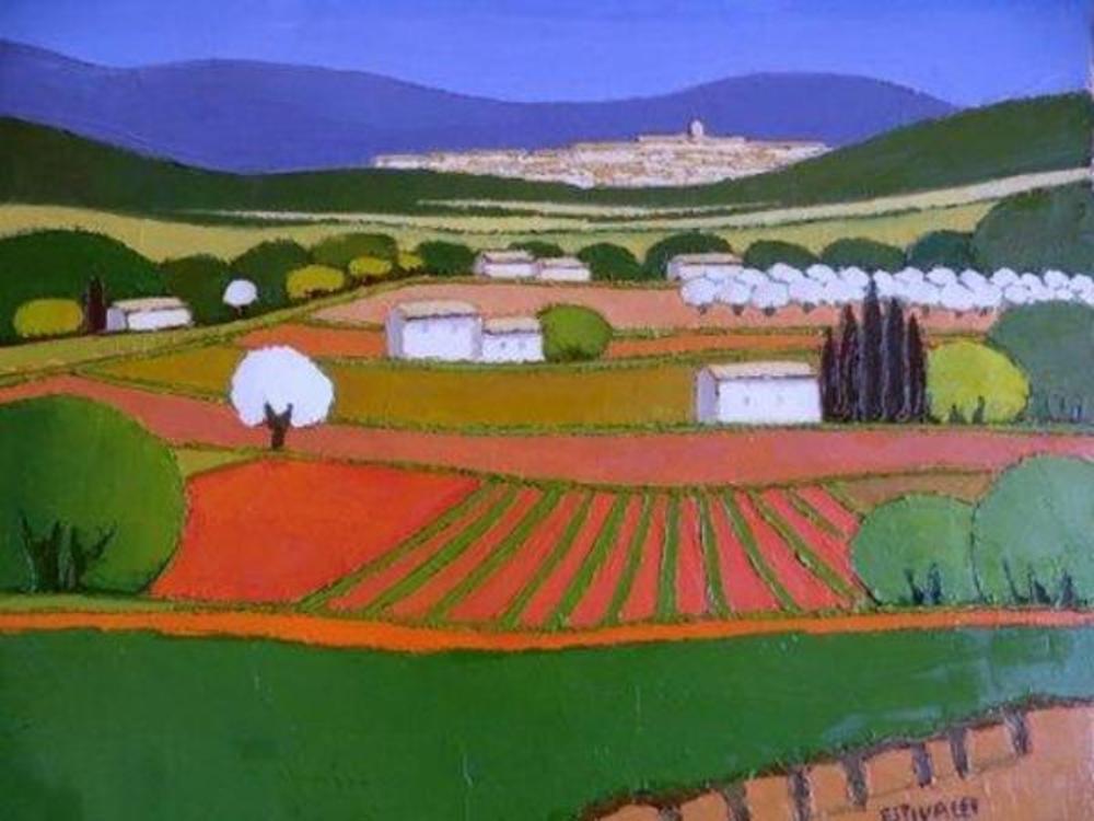 Elisabeth Estivalet - Au Pied de la Vigne - oil painting on canvas - 15x18
