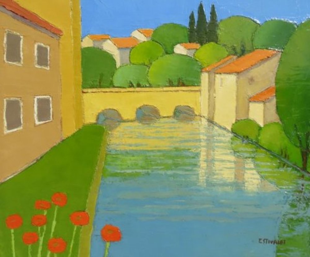 Elisabeth Estivalet - Petit Pont - oil painting on canvas - 18x21.75
