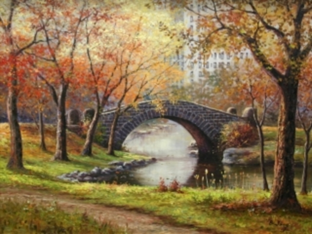 B. Jung - Autumn in Central Park - oil painting on canvas - 18x24