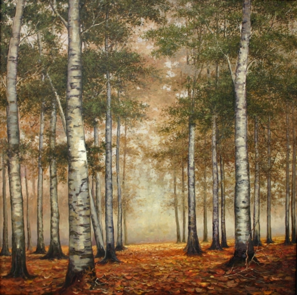 B. Jung - The Birch Trees, Autumn - oil painting - 32x32