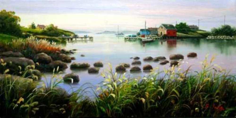 B. Jung - Quiet Cove Afternoon - oil painting on canvas - 12x24