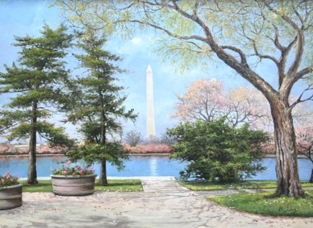 B. Jung - Spring, Washington Monument - oil painting on canvas - 16x22