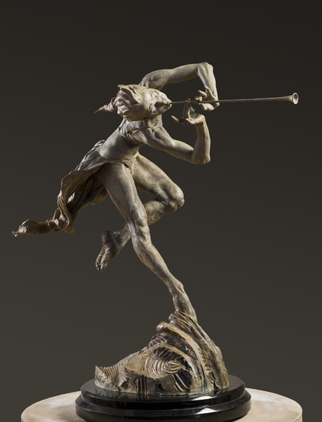 Richard MacDonald - Trumpeter, Draped 1/3 Life - bronze sculpture - 14x26x27(H)