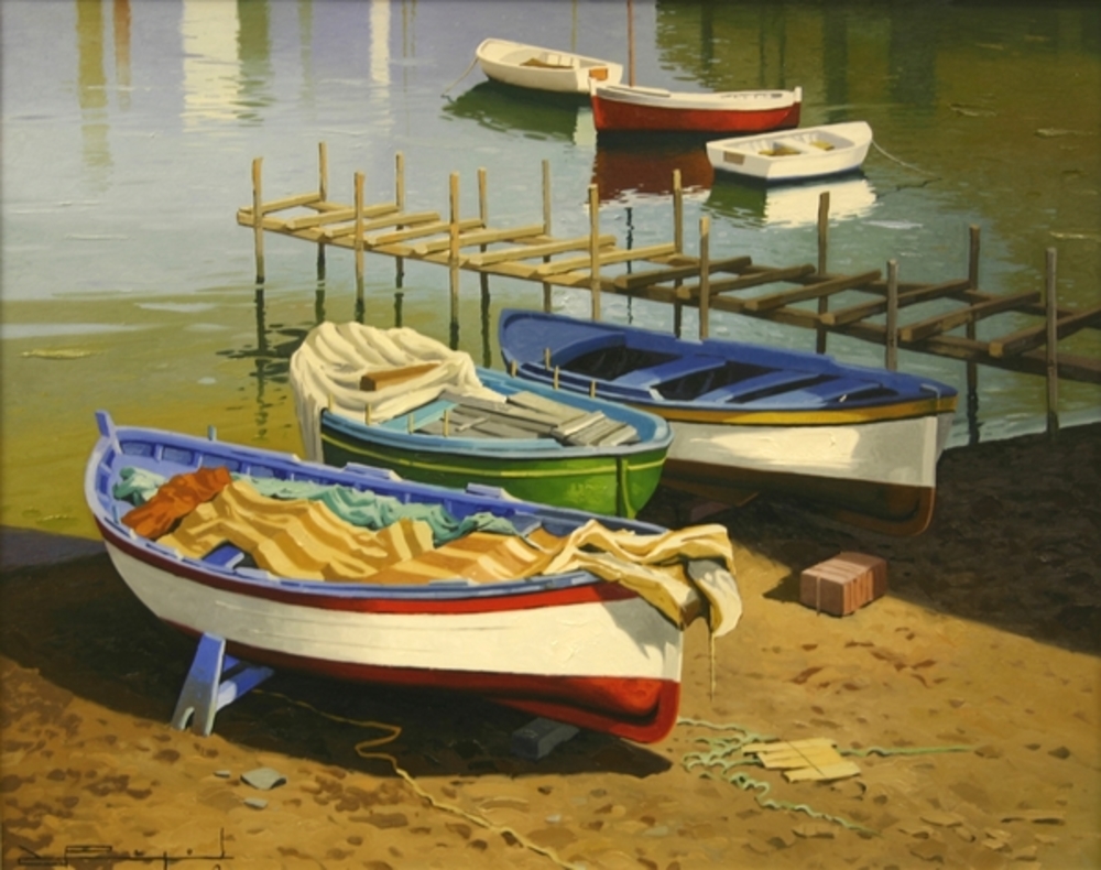 Ramon Pujol - Barcas Tipicas, Sorrento, Italia-16539 - oil painting - 24x30