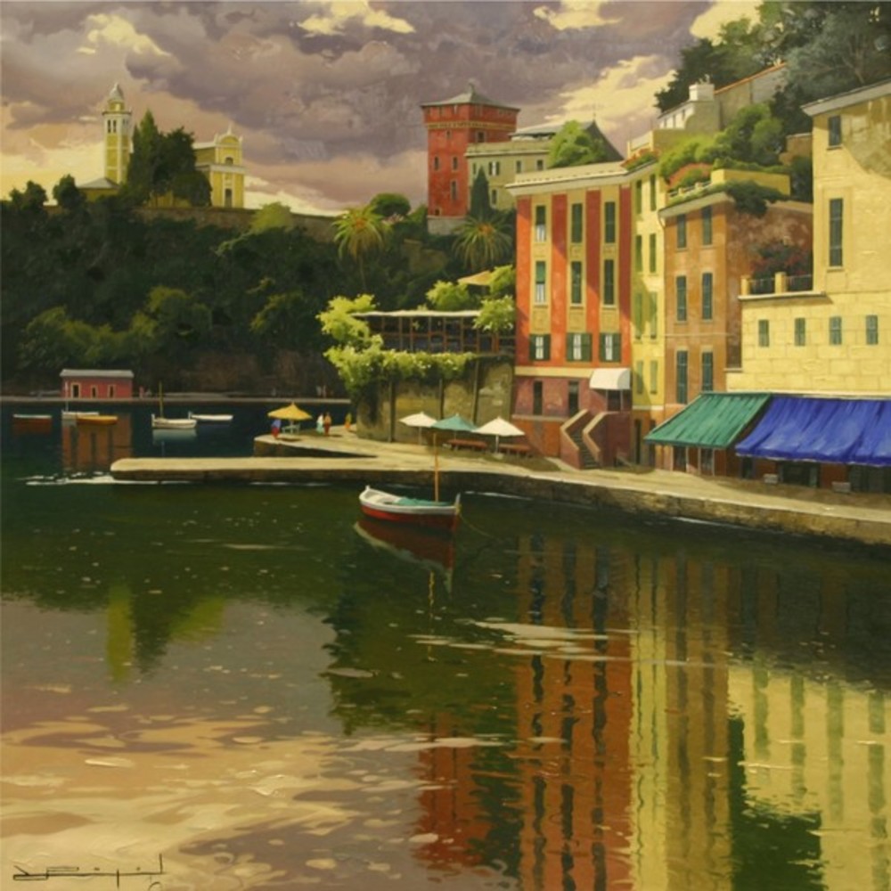 Ramon Pujol - San Giorgio, Portofino - oil painting - 32x32