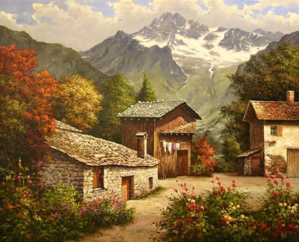 B. Jung - Village in the Mountains border=