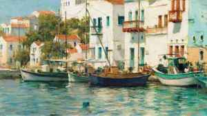  Title: Grecian Harbor , Medium: giclee on canvas-emb.