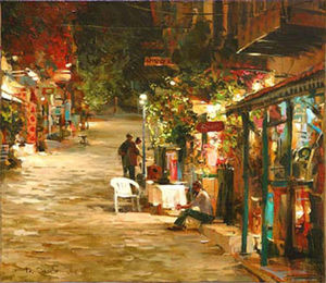 Dmitri Danish - Night Town - giclee on canvas-emb. - 24x24