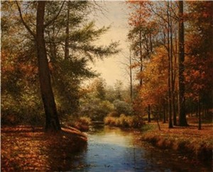  Title: Fall Colors, Lake Braddock , Size: 26x32 , Medium: oil painting