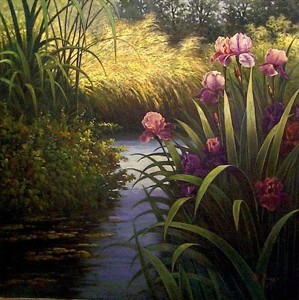 B. Jung - Spring Iris - oil painting - 32x32