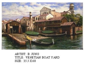 B. Jung - Venetian Boatyard - oil painting