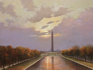 B. Jung - Washington Monument Reflection - oil painting - 18x24