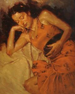 Joseph Lorusso - Some Time for Herself - oil on panel - 20x16
