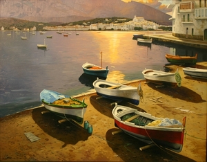 Ramon Pujol - Puesta de sol Rojida-16388 - oil painting - 45x57