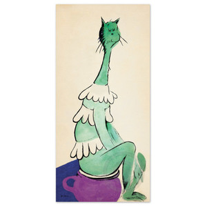 Seuss - Greenish Cat On Pinkish Pot - mixed media - 42x20