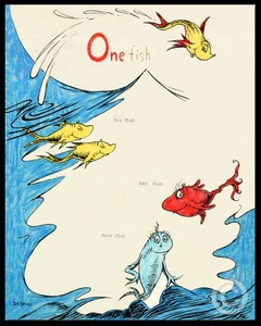 Seuss - One Fish Two Fish Red Fish Blue Fish 60th Anniversary - serigraph - 29 x 23.125